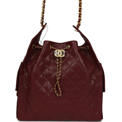 Chanel Medium 25 Hobo Bag Burgundy Caviar Antique Gold Hardware