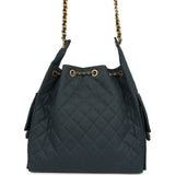 Chanel Medium 25 Hobo Bag Dark Blue Toile Canvas Antique Gold Hardware