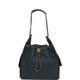 Chanel Medium 25 Hobo Bag Dark Blue Toile Canvas Antique Gold Hardware