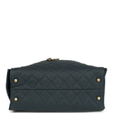 Chanel Medium 25 Hobo Bag Dark Blue Toile Canvas Antique Gold Hardware