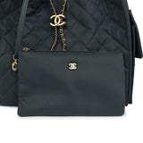 Chanel Medium 25 Hobo Bag Dark Blue Toile Canvas Antique Gold Hardware