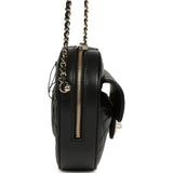 Chanel CC In Love Large Heart Bag with Chain Black Lambskin Light Gold Hardware