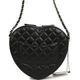 Chanel CC In Love Large Heart Bag with Chain Black Lambskin Light Gold Hardware