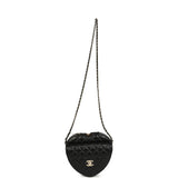 Chanel CC In Love Large Heart Bag with Chain Black Lambskin Light Gold Hardware