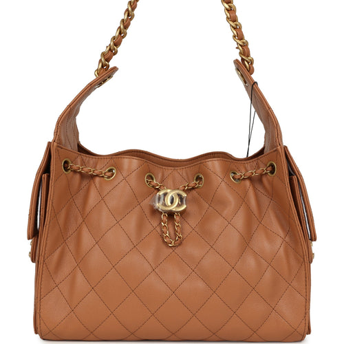 Chanel Small 25 Hobo Bag Caramel Caviar Antique Gold Hardware