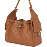 Chanel Small 25 Hobo Bag Caramel Caviar Antique Gold Hardware