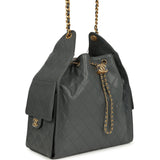 Chanel Medium 25 Hobo Bag Dark Grey Caviar Antique Gold Hardware