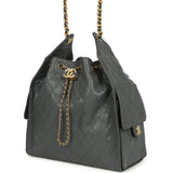 Chanel Medium 25 Hobo Bag Dark Grey Caviar Antique Gold Hardware