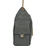 Chanel Medium 25 Hobo Bag Dark Grey Caviar Antique Gold Hardware