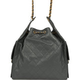 Chanel Medium 25 Hobo Bag Dark Grey Caviar Antique Gold Hardware