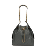 Chanel Medium 25 Hobo Bag Dark Grey Caviar Antique Gold Hardware