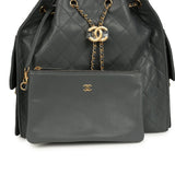 Chanel Medium 25 Hobo Bag Dark Grey Caviar Antique Gold Hardware