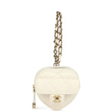 Chanel CC In Love Heart Charm White Lambskin Light Gold Hardware