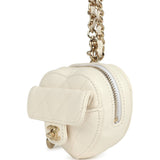 Chanel CC In Love Heart Charm White Lambskin Light Gold Hardware
