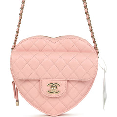 Chanel CC In Love Large Heart Bag with Chain Light Pink Lambskin Light Gold Hardware