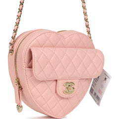 Chanel CC In Love Large Heart Bag with Chain Light Pink Lambskin Light Gold Hardware