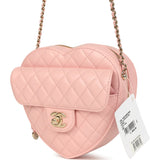 Chanel CC In Love Large Heart Bag with Chain Light Pink Lambskin Light Gold Hardware - Thumbnail View 3