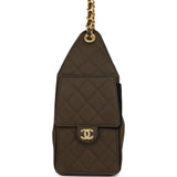 Chanel Small 25 Hobo Bag Khaki Toile Canvas Antique Gold Hardware