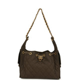 Chanel Small 25 Hobo Bag Khaki Toile Canvas Antique Gold Hardware