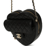 Chanel CC In Love Large Heart Bag with Chain Black Lambskin Light Gold Hardware - Thumbnail View 3