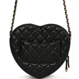 Chanel CC In Love Large Heart Bag with Chain Black Lambskin Light Gold Hardware - Thumbnail View 5