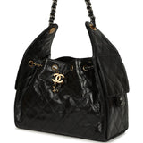 Pre-owned Chanel Small 25 Hobo Bag Black Shiny Crumpled Calfskin Mixed Metal Hardware - Thumbnail View 5