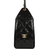 Pre-owned Chanel Small 25 Hobo Bag Black Shiny Crumpled Calfskin Mixed Metal Hardware - Thumbnail View 3