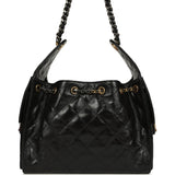 Pre-owned Chanel Small 25 Hobo Bag Black Shiny Crumpled Calfskin Mixed Metal Hardware - Thumbnail View 4