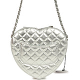 Chanel CC In Love Large Heart Bag with Chain Silver Metallic Lambskin Silver Hardware