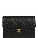 Chanel Classic Card Holder Wallet Black Caviar Gold Hardware