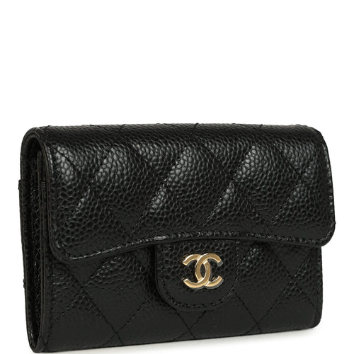 Chanel Classic Card Holder Wallet Black Caviar Gold Hardware