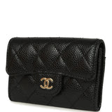 Chanel Classic Card Holder Wallet Black Caviar Gold Hardware