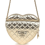 Chanel CC In Love Large Heart Bag with Chain Gold Metallic Lambskin Light Gold Hardware