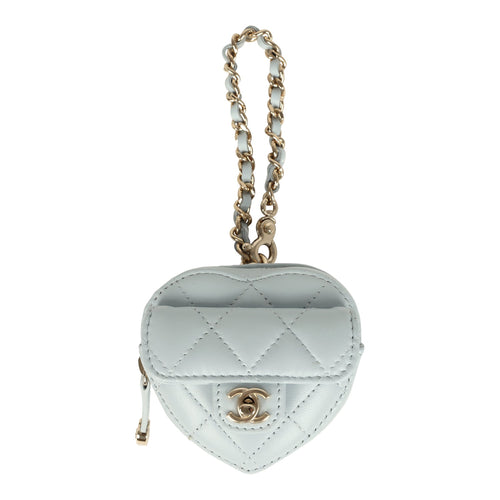Chanel CC In Love Heart Charm Light Blue Lambskin Light Gold Hardware