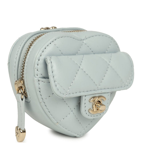 Chanel CC In Love Heart Charm Light Blue Lambskin Light Gold Hardware