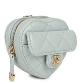 Chanel CC In Love Heart Charm Light Blue Lambskin Light Gold Hardware