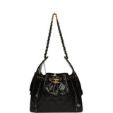 Chanel Small 25 Hobo Bag Black Shiny Crumpled Calfskin Mixed Metal Hardware