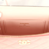 Chanel Flower Top Handle Long Vanity Case with Chain Pink Lambskin Light Gold Hardware
