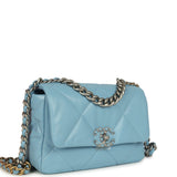 Chanel Medium 19 Flap Light Blue Lambskin Mixed Metal Hardware