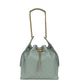 Chanel Medium 25 Hobo Bag Green Caviar Antique Gold Hardware