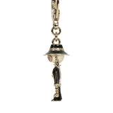 Chanel Gabrielle Doll Key Ring Black Resin & Faux Pearls Light Gold Tone Hardware