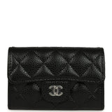 Chanel Classic Card Holder Wallet Black Caviar Silver Hardware