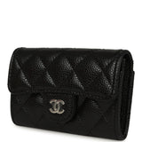 Chanel Classic Card Holder Wallet Black Caviar Silver Hardware