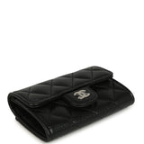 Chanel Classic Card Holder Wallet Black Caviar Silver Hardware