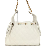 Chanel Small 25 Hobo Bag White Caviar Antique Gold Hardware