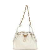 Chanel Small 25 Hobo Bag White Caviar Antique Gold Hardware