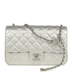 Chanel Small CC Crush Flap Bag Silver Metallic Caviar Silver Hardware