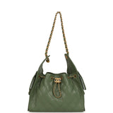 Chanel Small 25 Hobo Bag Khaki Caviar Antique Gold Hardware