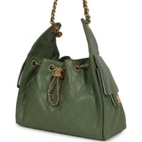 Chanel Small 25 Hobo Bag Khaki Caviar Antique Gold Hardware