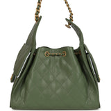 Chanel Small 25 Hobo Bag Khaki Caviar Antique Gold Hardware